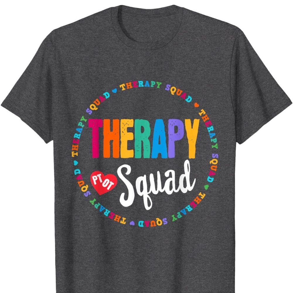 Women's Sz Small Therapy Squad PT/OT Crew Neck Short Sleeve Dark Heather